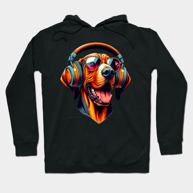 Hanoverian Scenthound Smiling DJ with Euphoric Beats Hoodie by ArtRUs